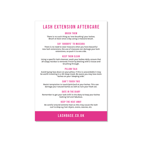 Lash Extension Aftercare Advice Leaflets - LashBase Limited