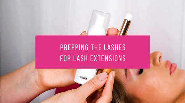Prepping the lashes for lash extensions
