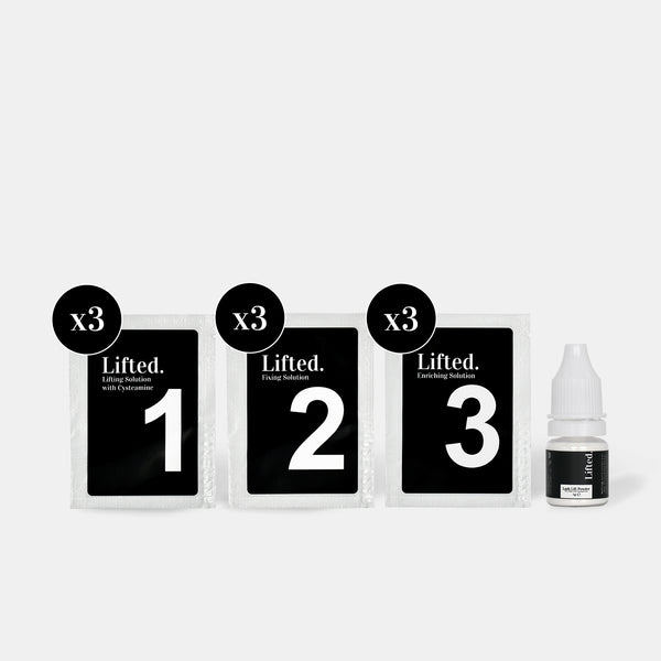 Lifted. 3 Step System with Cysteamine & Lash Lift Powder (3 Sachets of each Step) - Lifted. - LashBase Limited