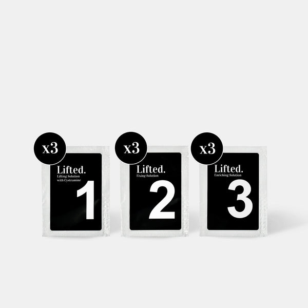 Lifted. with Cysteamine. 3 Step System - (3 sachets of each step) - Shaped. - LashBase Limited